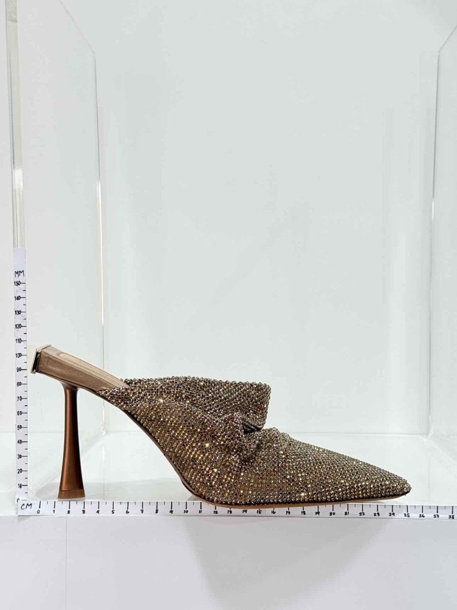 Pre - loved BENEDETTA BRUZZICHES Goliarda Gold Size EU 40 Mules at Reems Closet
