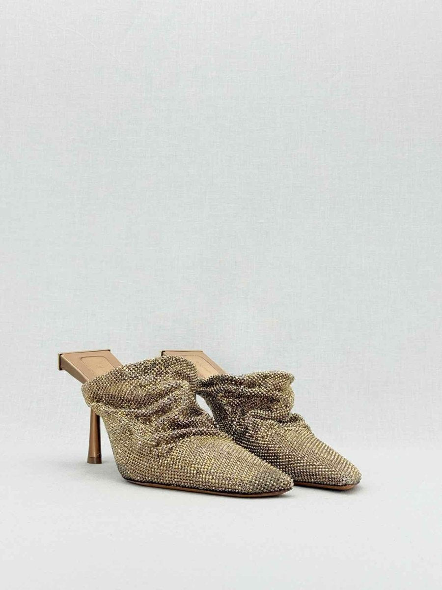 Pre - loved BENEDETTA BRUZZICHES Goliarda Gold Size EU 40 Mules at Reems Closet