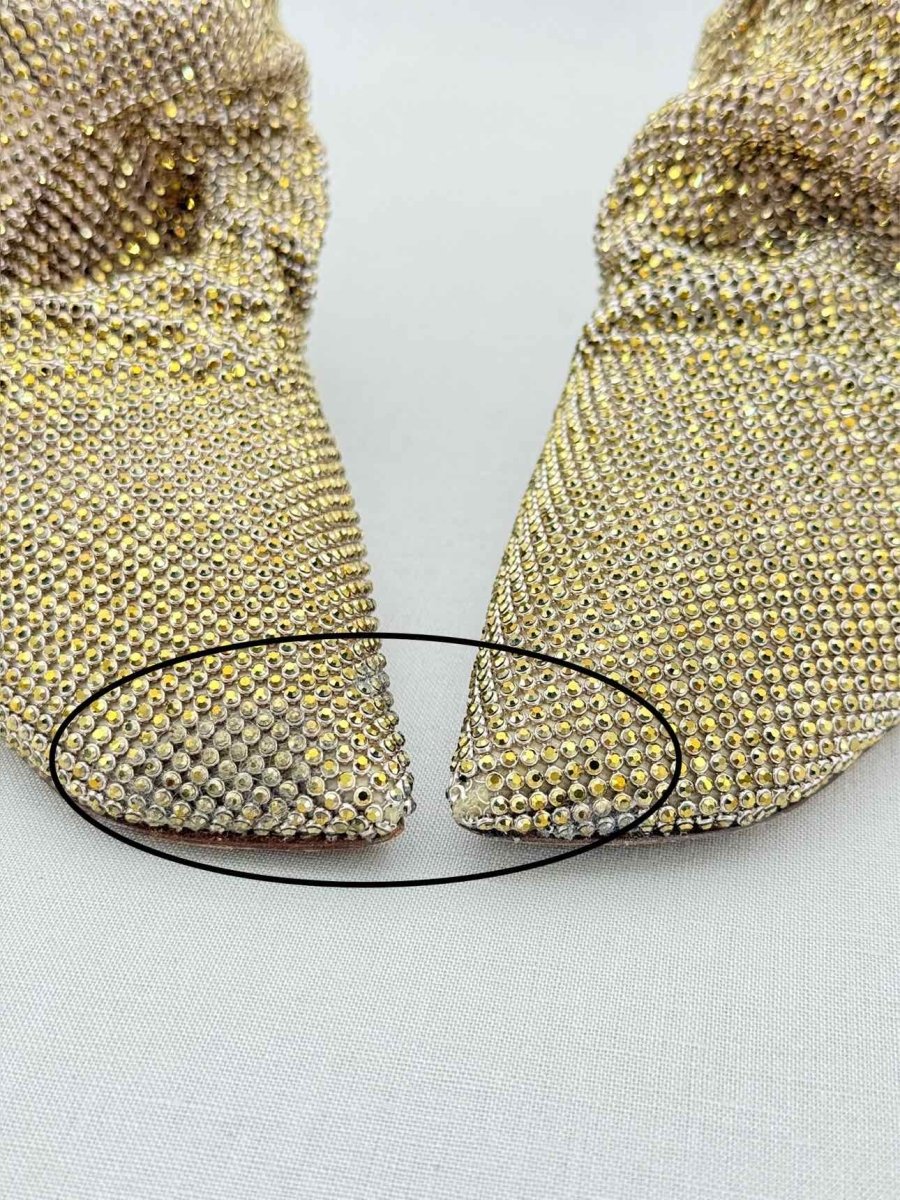 Pre - loved BENEDETTA BRUZZICHES Goliarda Gold Size EU 40 Mules at Reems Closet