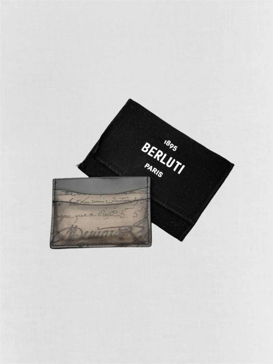 Pre-loved BERLUTI Men's Grey & Black Card Holder at Reems Closet
