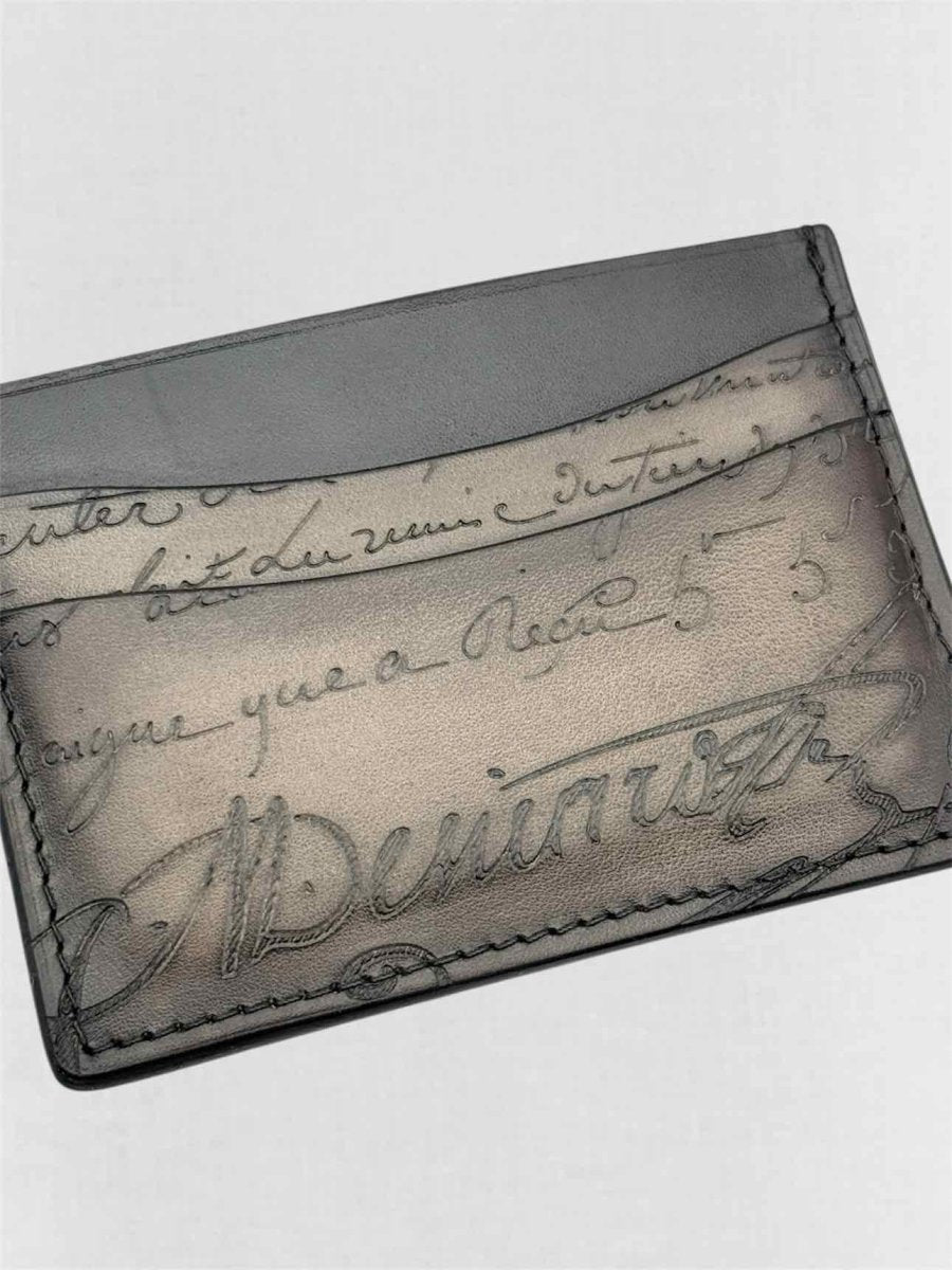 Pre-loved BERLUTI Men's Grey & Black Card Holder at Reems Closet