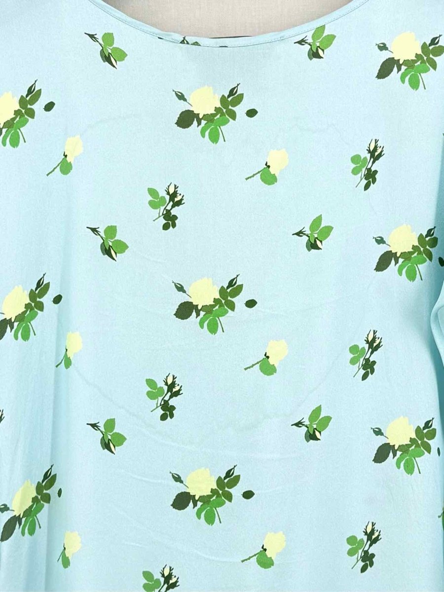 Pre - loved BERNADETTE Blue Multicolor Print Size US 2 Midi Dress at Reems Closet