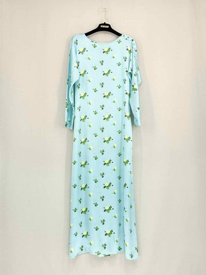 Pre - loved BERNADETTE Blue Multicolor Print Size US 2 Midi Dress at Reems Closet