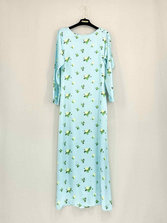 Pre - loved BERNADETTE Blue Multicolor Print Size US 2 Midi Dress at Reems Closet