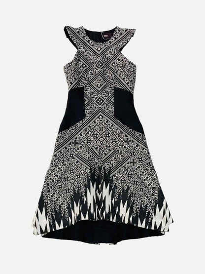 Pre - loved BIBHU MOHAPATRA Sleeveless Black & White Printed Dress at Reems Closet