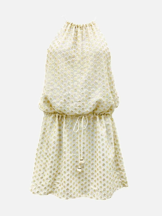 Pre-loved BIONDI Cream & Gold Sequin Mini Dress from Reems Closet