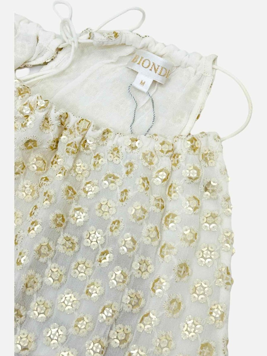 Pre-loved BIONDI Cream & Gold Sequin Mini Dress from Reems Closet