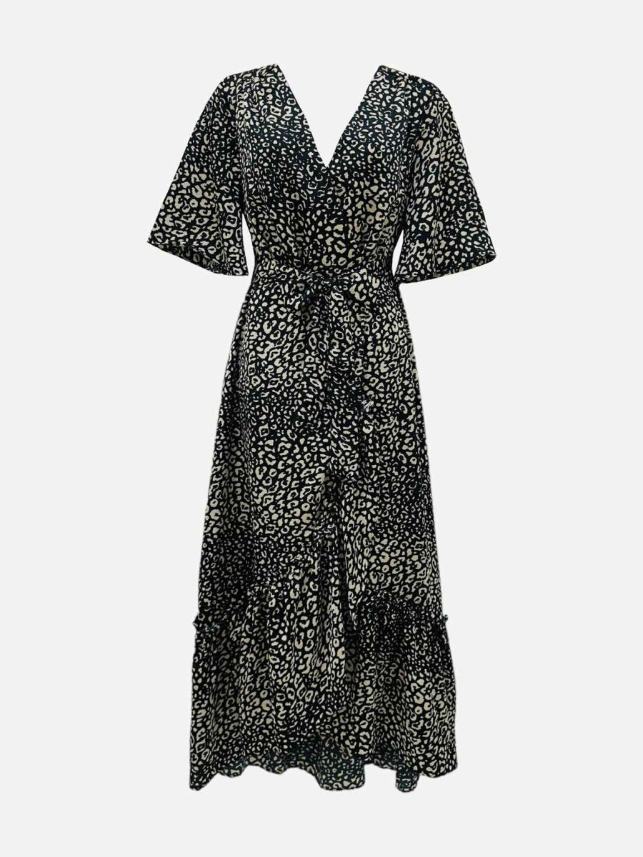 Pre-loved BISHOP + YOUNG Black & Cream Printed Midi Dress from Reems Closet