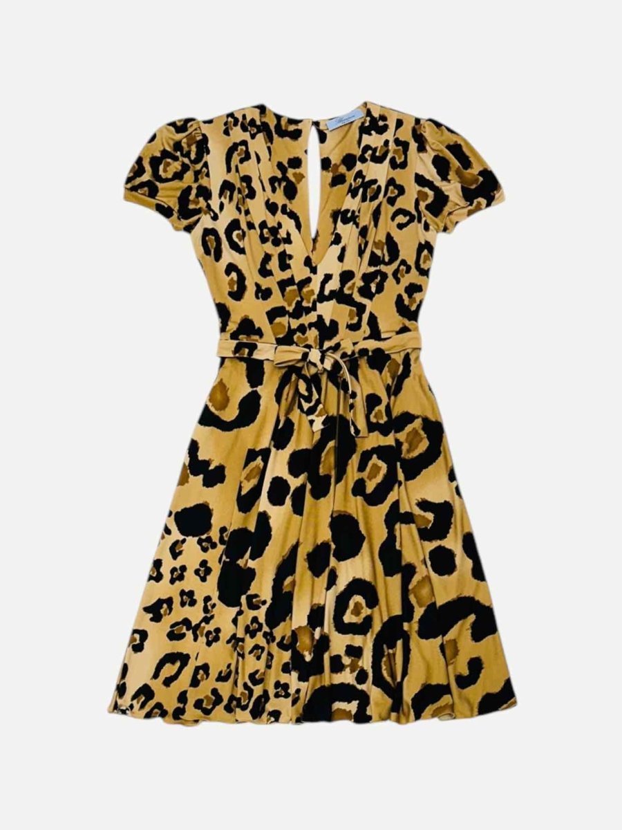 BLUMARINE Beige & Black Leopard Knee Length Dress