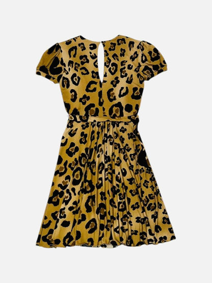 Pre - loved BLUMARINE Beige & Black Leopard Knee Length Dress at Reems Closet