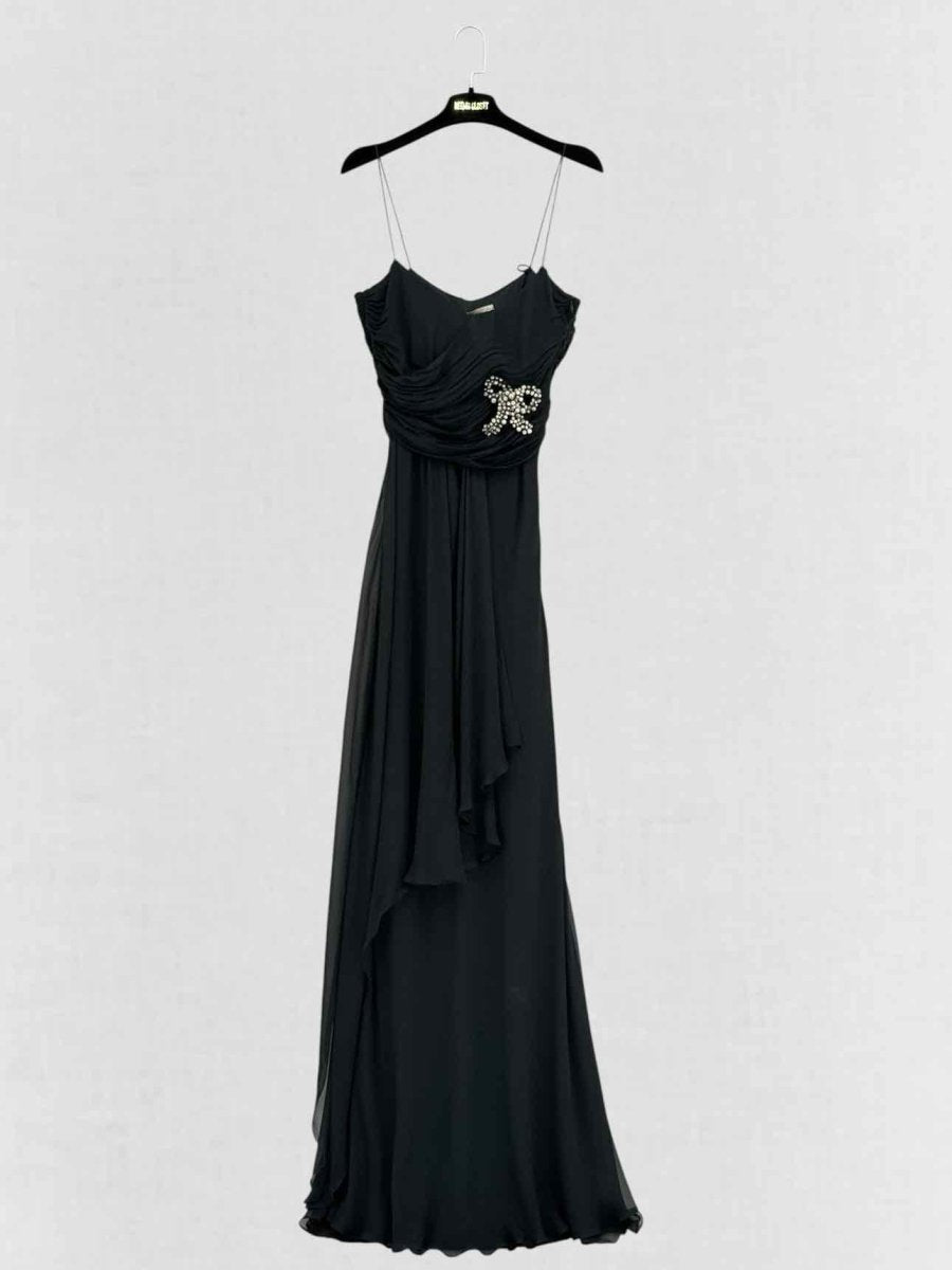 Pre-loved BLUMARINE Black Ruched Size US 8 Long Dress at Reems Closet