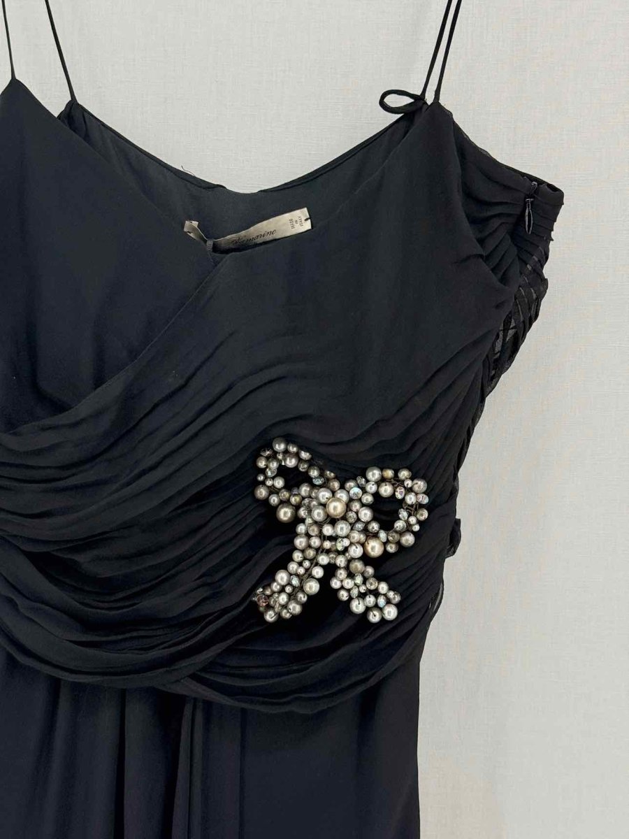 Pre-loved BLUMARINE Black Ruched Size US 8 Long Dress at Reems Closet
