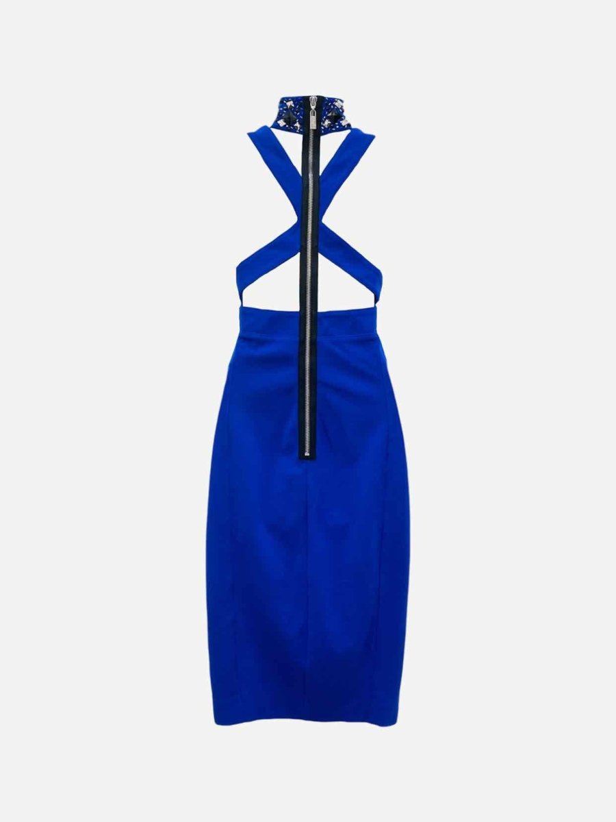 Pre - loved BLUMARINE Bodycon Blue Knee Length Dress at Reems Closet