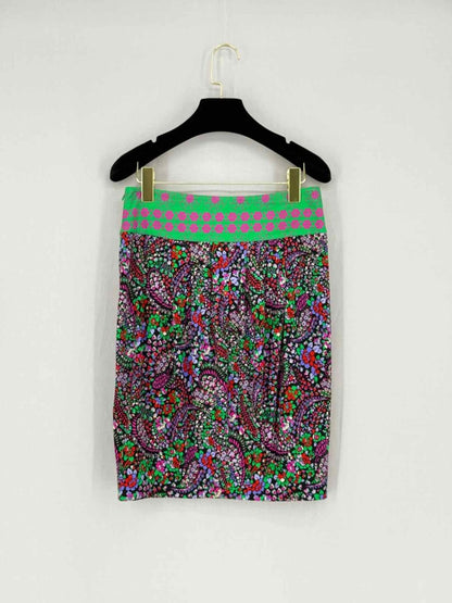 Pre - loved BLUMARINE Green & Pink Floral Mini Skirt US0 at Reems Closet