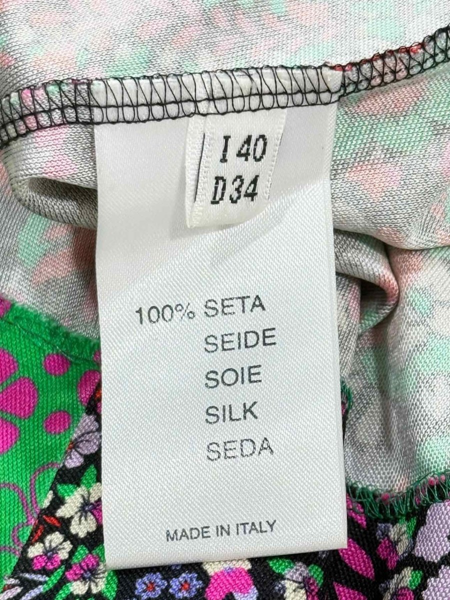 Pre - loved BLUMARINE Green & Pink Floral Mini Skirt US0 at Reems Closet