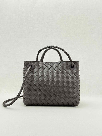 Pre - loved BOTTEGA VENETA Andiamo Brown Intrecciato Top Handle at Reems Closet