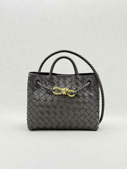 Pre - loved BOTTEGA VENETA Andiamo Brown Intrecciato Top Handle at Reems Closet