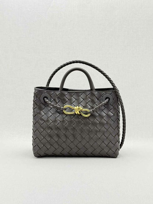 Pre - loved BOTTEGA VENETA Andiamo Brown Intrecciato Top Handle at Reems Closet