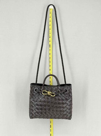 Pre - loved BOTTEGA VENETA Andiamo Brown Intrecciato Top Handle at Reems Closet
