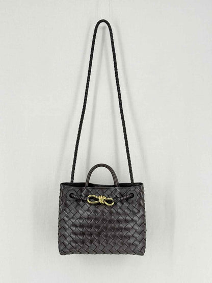 Pre - loved BOTTEGA VENETA Andiamo Brown Intrecciato Top Handle at Reems Closet