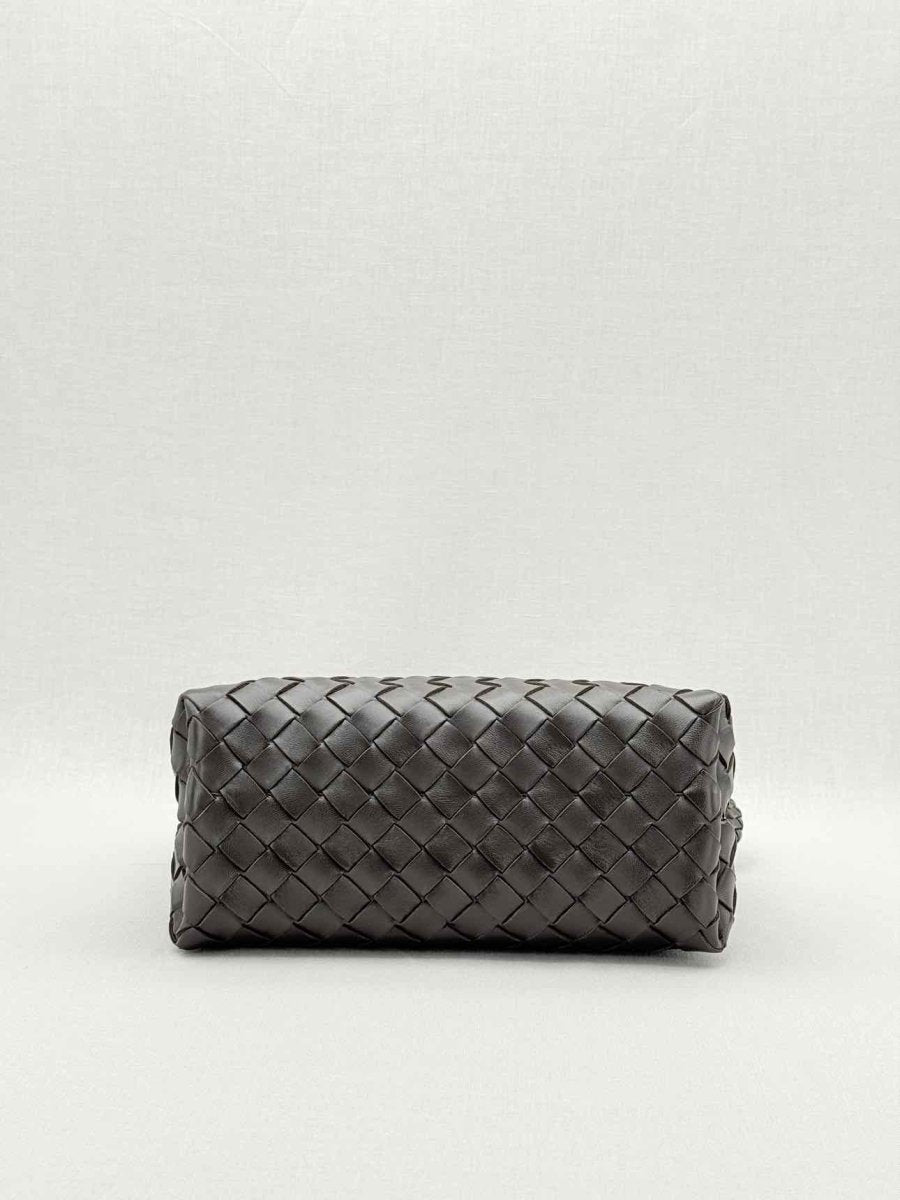 Pre - loved BOTTEGA VENETA Andiamo Brown Intrecciato Top Handle at Reems Closet