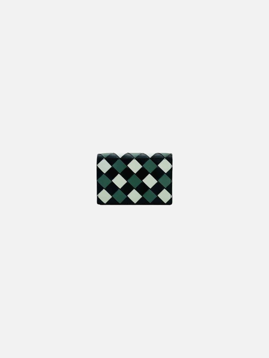 Pre - loved BOTTEGA VENETA Black, Green & Black Compact Wallet at Reems Closet