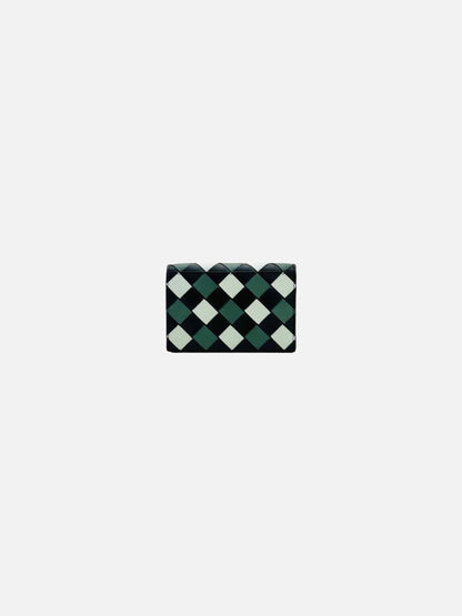 Pre - loved BOTTEGA VENETA Black, Green & Black Compact Wallet at Reems Closet