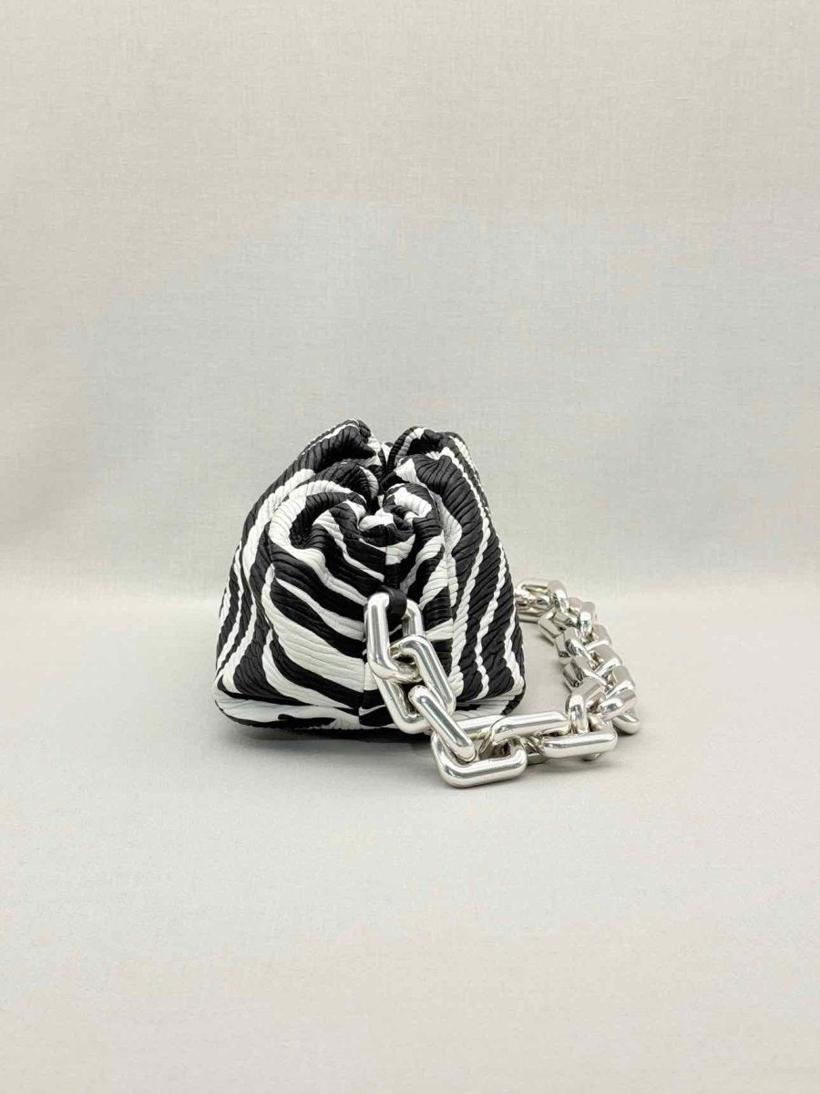 Pre-loved BOTTEGA VENETA Black & White Zebra Stripe Shoulder Bag at Reems Closet