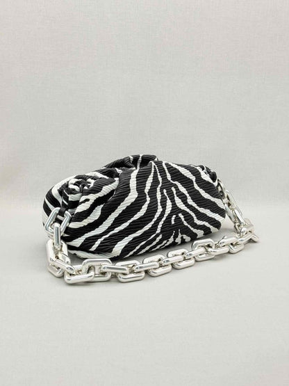 Pre-loved BOTTEGA VENETA Black & White Zebra Stripe Shoulder Bag at Reems Closet