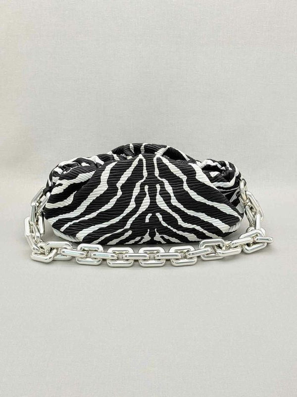 Pre-loved BOTTEGA VENETA Black & White Zebra Stripe Shoulder Bag at Reems Closet