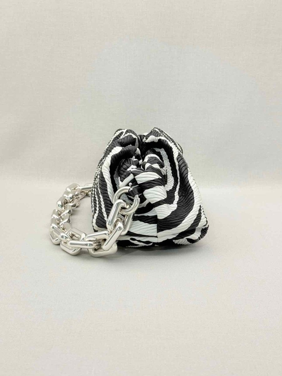 Pre-loved BOTTEGA VENETA Black & White Zebra Stripe Shoulder Bag at Reems Closet