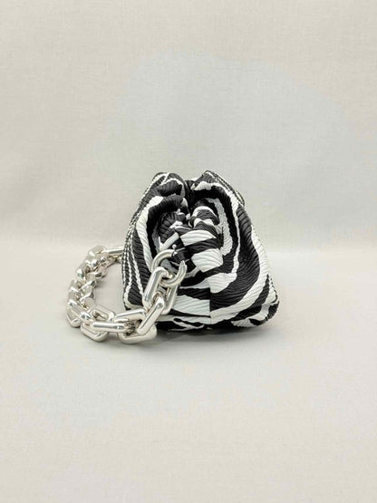 Pre-loved BOTTEGA VENETA Black & White Zebra Stripe Shoulder Bag at Reems Closet