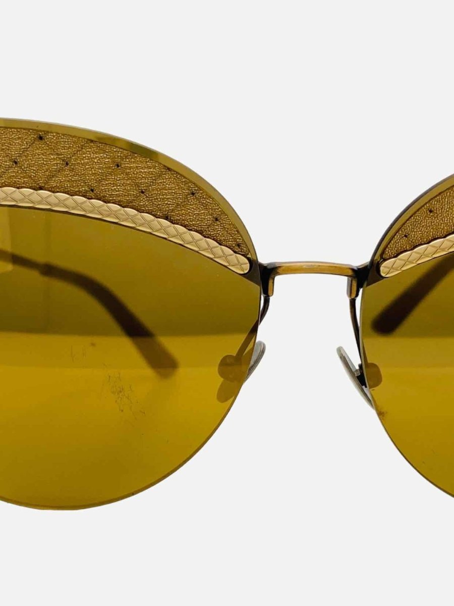 Pre - loved BOTTEGA VENETA Brown & Gold Sunglasses at Reems Closet