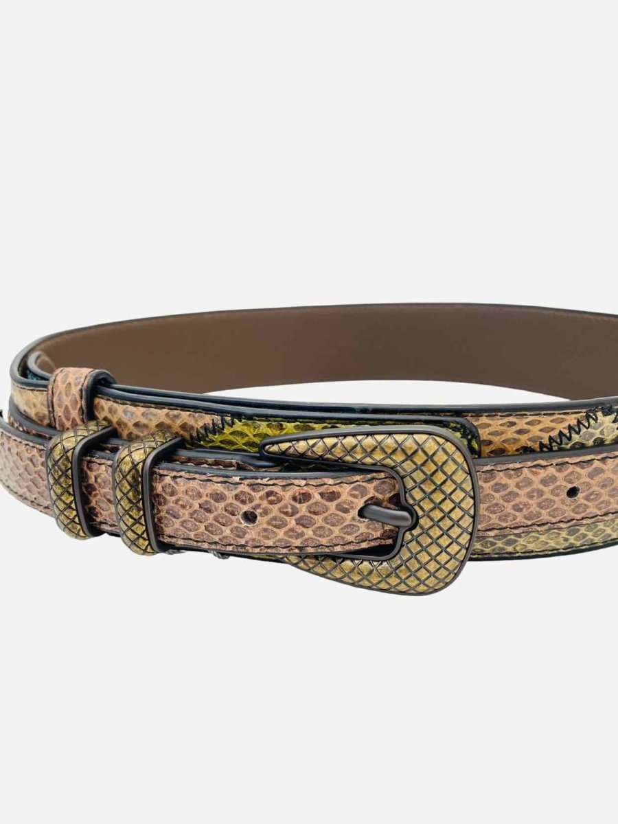 Pre - loved BOTTEGA VENETA Brown Snakeskin Belt at Reems Closet