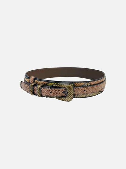 Pre - loved BOTTEGA VENETA Brown Snakeskin Belt at Reems Closet