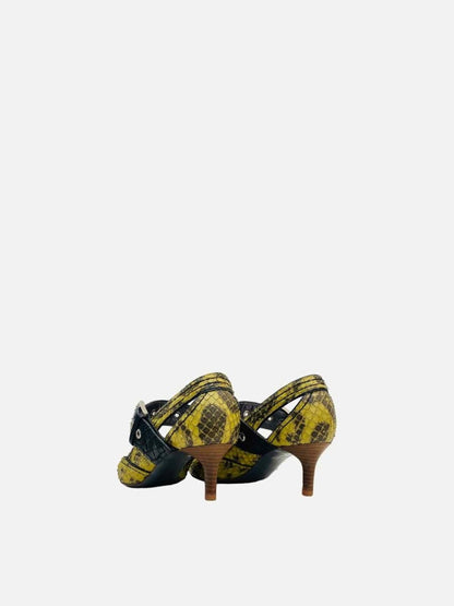 Pre - loved BOTTEGA VENETA Buckle Yellow & Black Pumps at Reems Closet