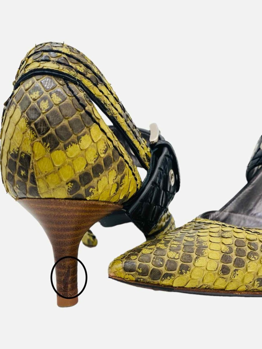 Pre - loved BOTTEGA VENETA Buckle Yellow & Black Pumps at Reems Closet