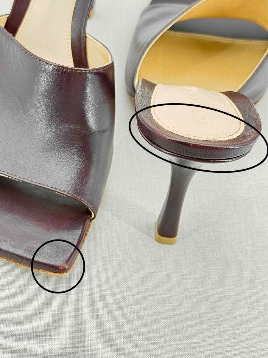 Pre - loved BOTTEGA VENETA Burgundy Size EU 38.5 Heeled Sandals at Reems Closet