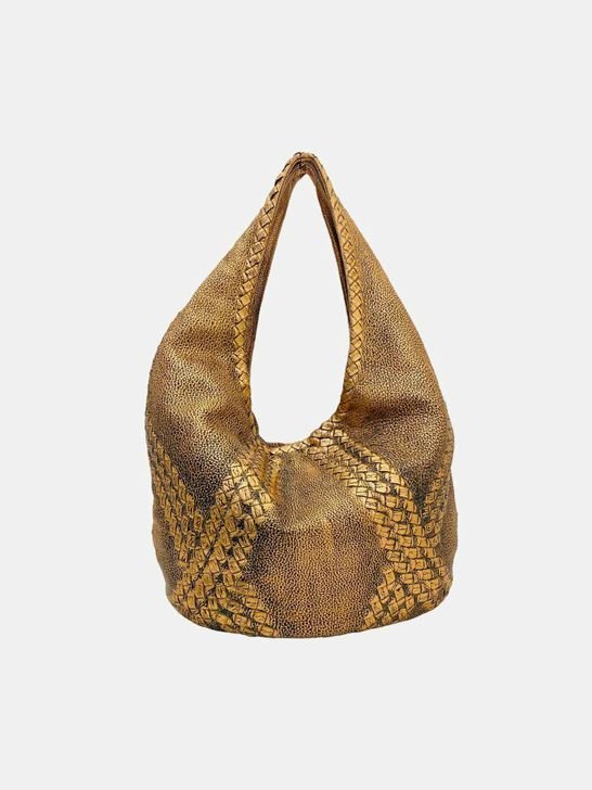 Pre - loved BOTTEGA VENETA Cervo Bronze Intrecciato Hobo bag at Reems Closet