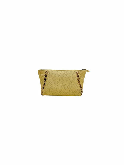 Pre - loved BOTTEGA VENETA Cream & Brown Pouch at Reems Closet