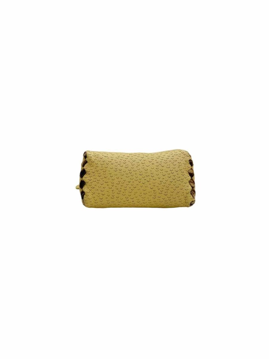 Pre - loved BOTTEGA VENETA Cream & Brown Pouch at Reems Closet