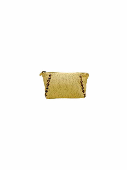 Pre - loved BOTTEGA VENETA Cream & Brown Pouch at Reems Closet