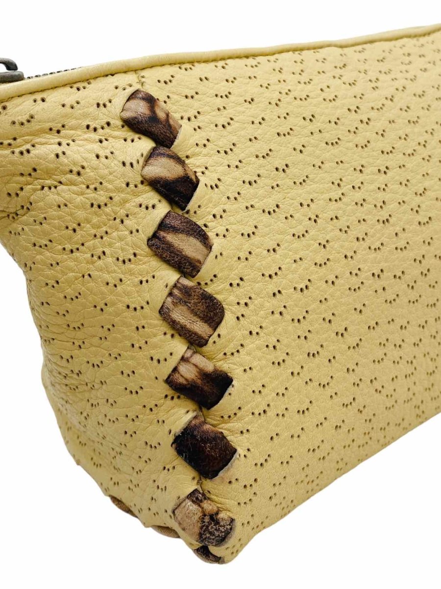 Pre - loved BOTTEGA VENETA Cream & Brown Pouch at Reems Closet