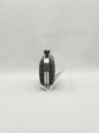Pre-loved BOTTEGA VENETA Crystal Knot Silver & Black Clutch at Reems Closet