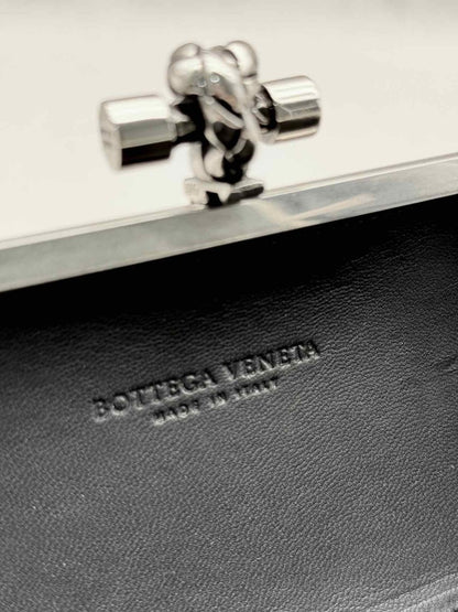 Pre-loved BOTTEGA VENETA Crystal Knot Silver & Black Clutch at Reems Closet