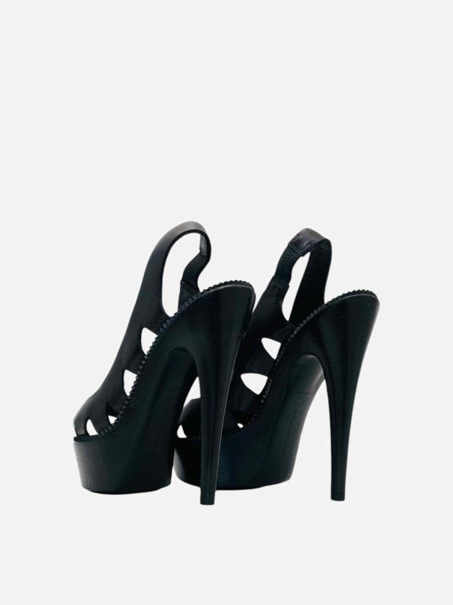 Pre-loved BOTTEGA VENETA Cutout Black Slingback Heeled Sandals from Reems Closet