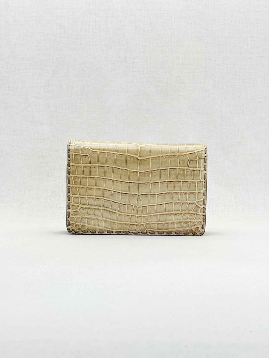 Pre - loved BOTTEGA VENETA Envelope Beige Clutch at Reems Closet