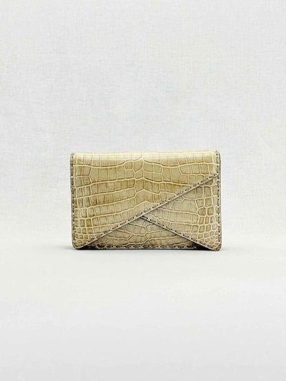 Pre - loved BOTTEGA VENETA Envelope Beige Clutch at Reems Closet
