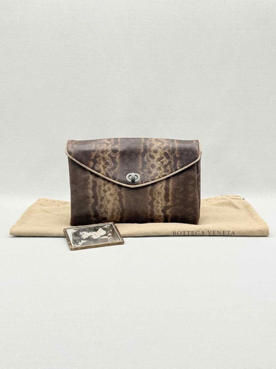 Pre-loved BOTTEGA VENETA Envelope Brown Clutch at Reems Closet