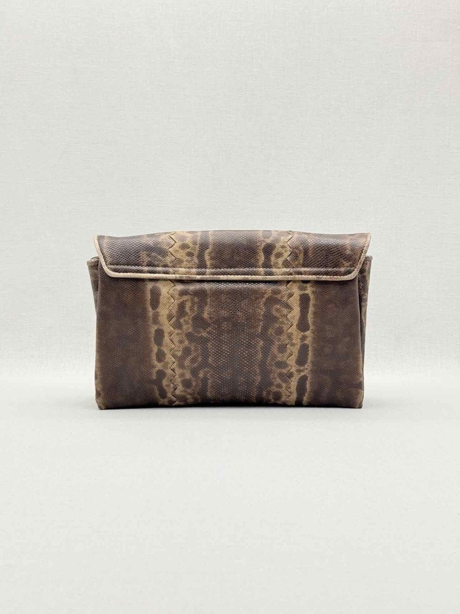 Pre-loved BOTTEGA VENETA Envelope Brown Clutch at Reems Closet